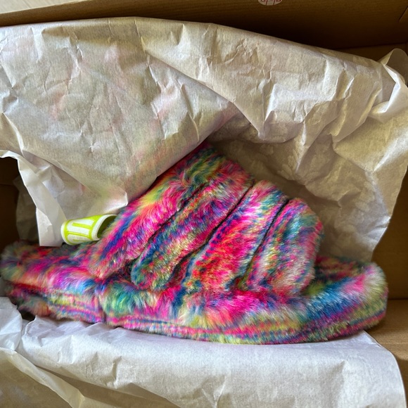 UGG Fluff Yeah Slides in multi-color neon SIZE 10 - Picture 3 of 5